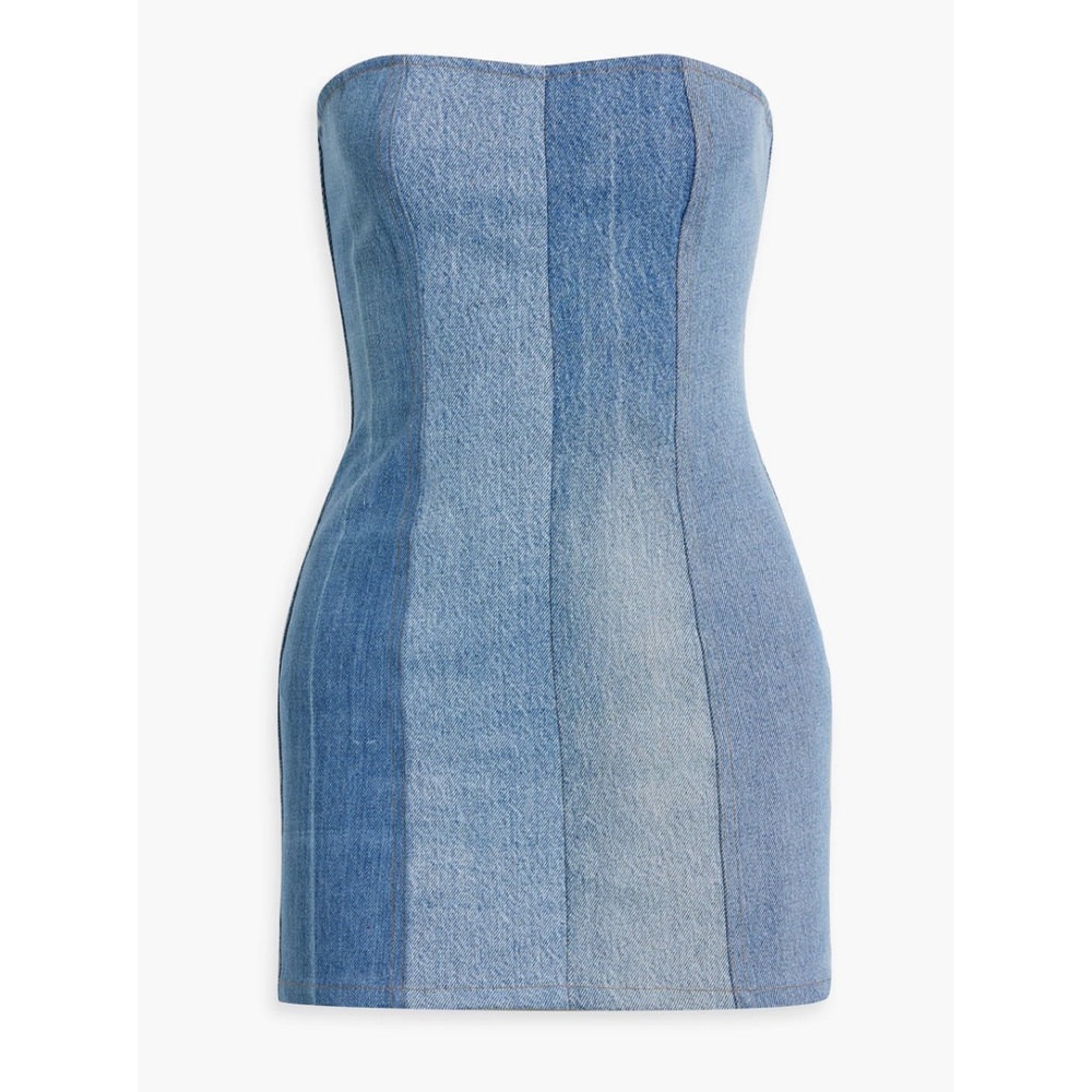 EB DENIM Strapless denim mini dress